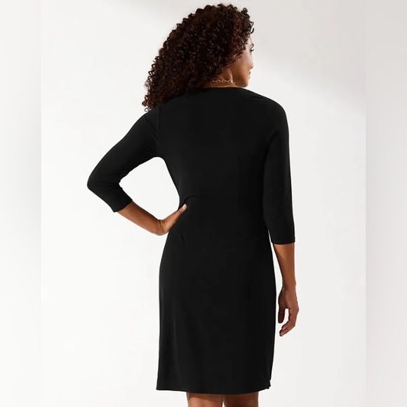 NEW TOMMY BAHAMA Clara 3/4-Sleeve Faux-Wrap Dress BLACK - Picture 7 of 8